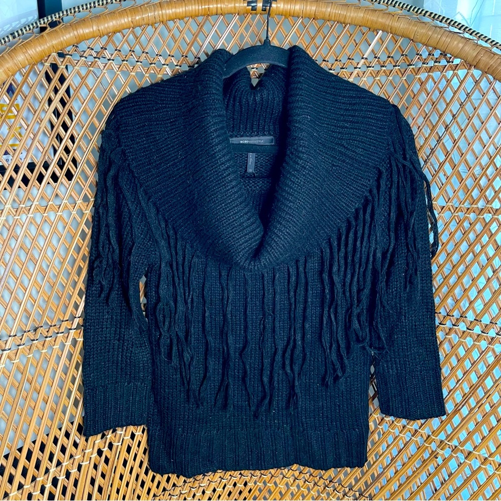 BCBG Max Azria Black Fringe Women's Sweater